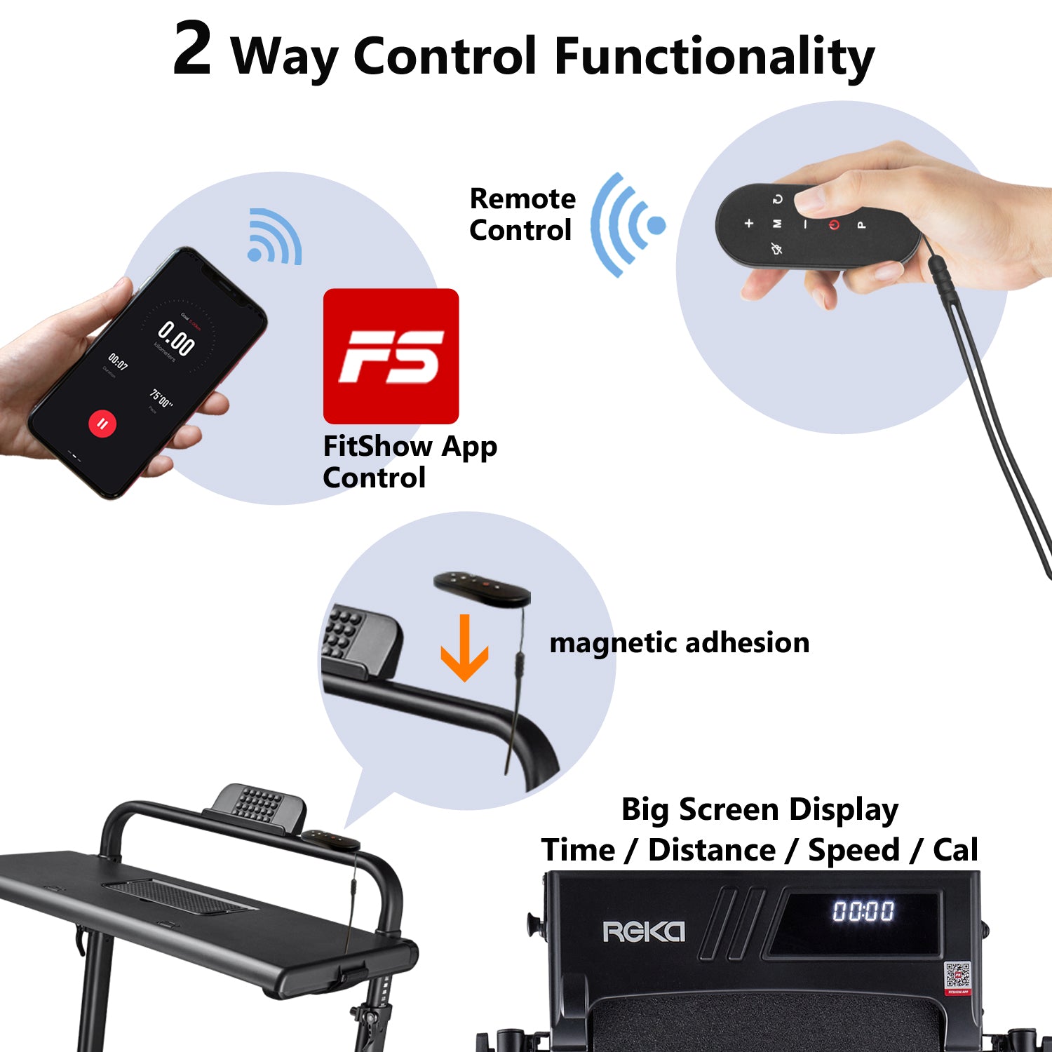 REKA Fitness Black Treadmill - 2.5HP, Up to 12km/h Speed