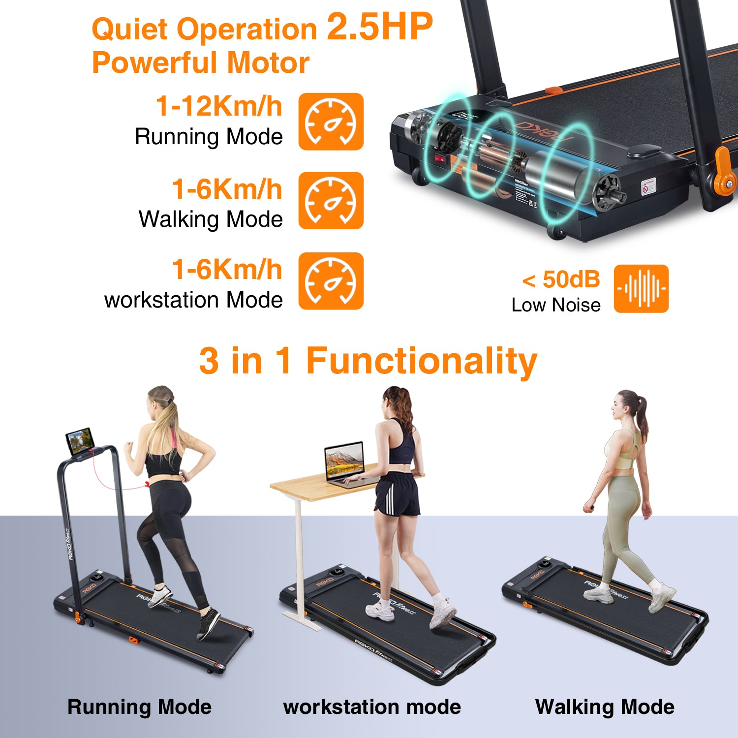 REKA Fitness 2-in-1 Treadmill